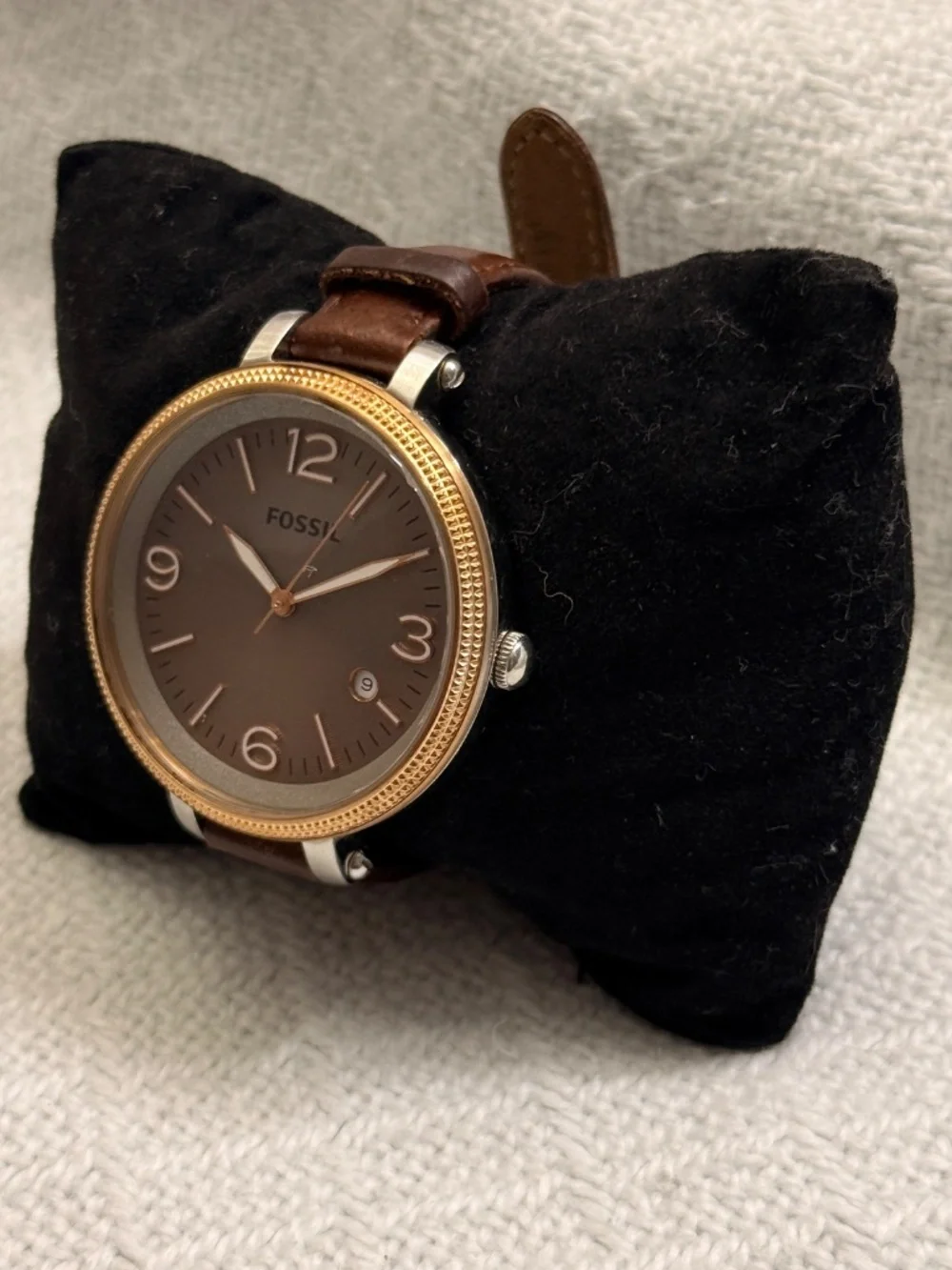 Fossil Brown Leather And Stainless Steel Wrist Watch #13